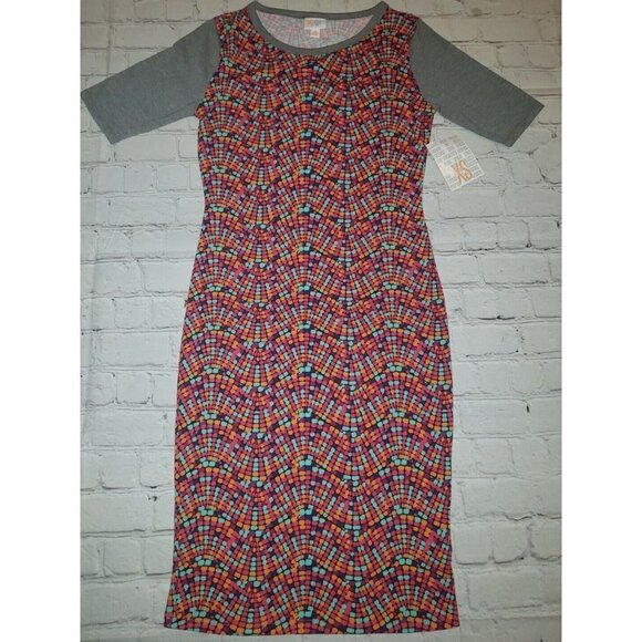 Nwt Lularoe Julia Pencil Dress Women's Size XS Bright Multi-Color - Picture 1 of 4